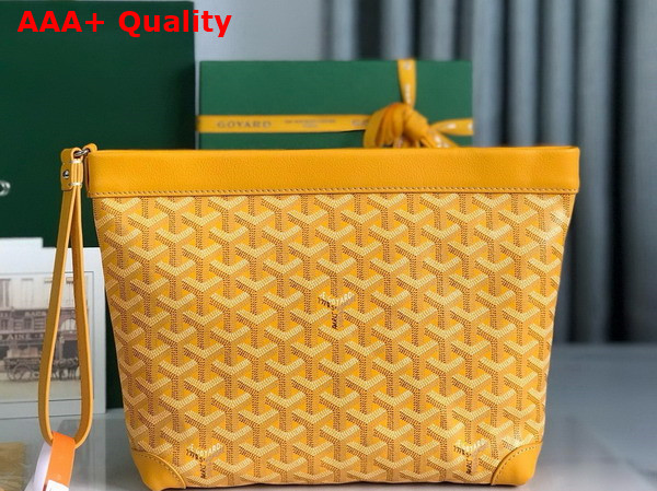 Goyard Conti Pouch in Yellow Goyardine Canvas and Chevroches Calfskin Replica