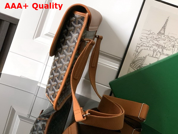 Goyard Coursier Messenger Bag in Black and Tan Goyardine Canvas and Chevroches Calfskin Replica