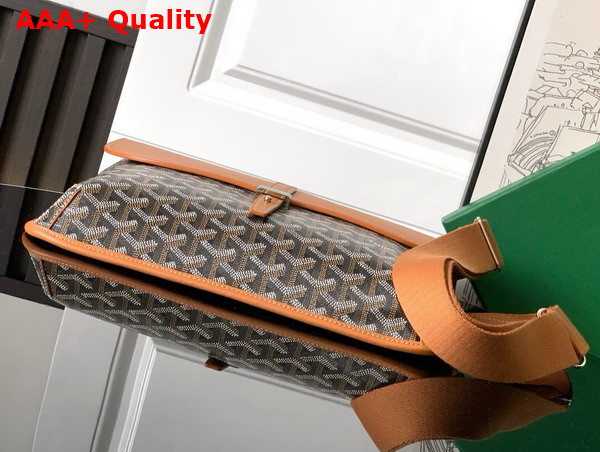 Goyard Coursier Messenger Bag in Black and Tan Goyardine Canvas and Chevroches Calfskin Replica