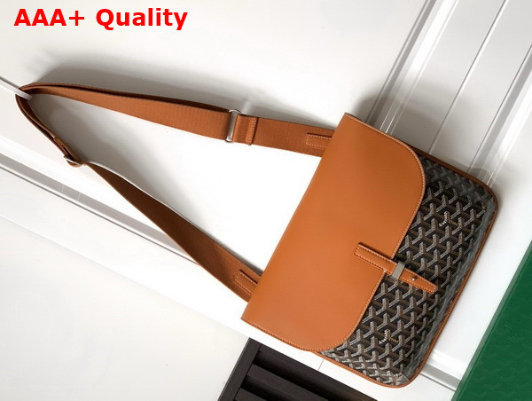 Goyard Coursier Messenger Bag in Black and Tan Goyardine Canvas and Chevroches Calfskin Replica