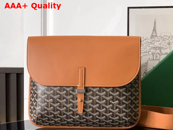 Goyard Coursier Messenger Bag in Black and Tan Goyardine Canvas and Chevroches Calfskin Replica