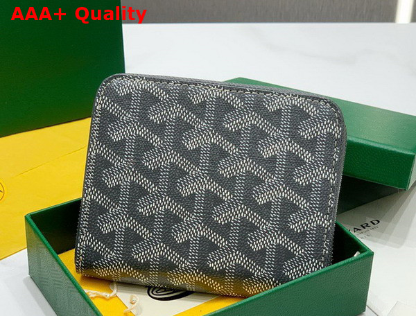 Goyard Matignon PM Wallet in Gray Goyardine Canvas and Vauzelles Calfskin Replica