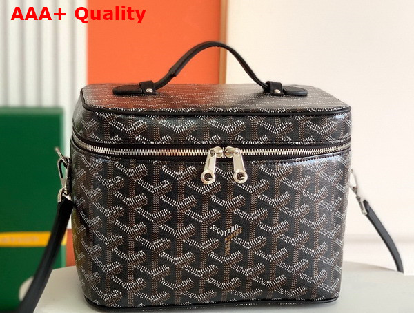 Goyard Muse Vanity Case in Black Goyardine Canvas and Cervon Calfskin Replica