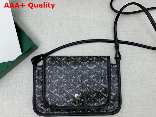 Goyard Plumet Pocket Wallet in Black Goyardine Canvas and Chevroches Calfskin Replica