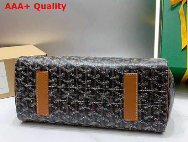 Goyard Rouette PM Bag in Black Tan Goyardine Canvas and Chevroches Calfskin Replica
