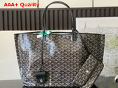 Goyard Saint Louis GM Bag in Black Goyardine Canvas and Chevroches Calfskin Replica