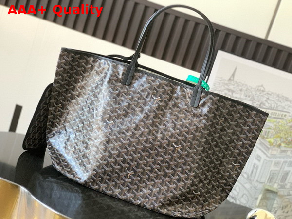Goyard Saint Louis GM Bag in Black Goyardine Canvas and Chevroches Calfskin Replica