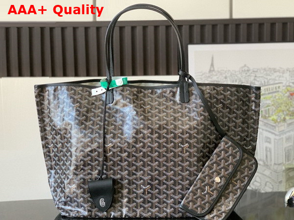 Goyard Saint Louis GM Bag in Black Goyardine Canvas and Chevroches Calfskin Replica