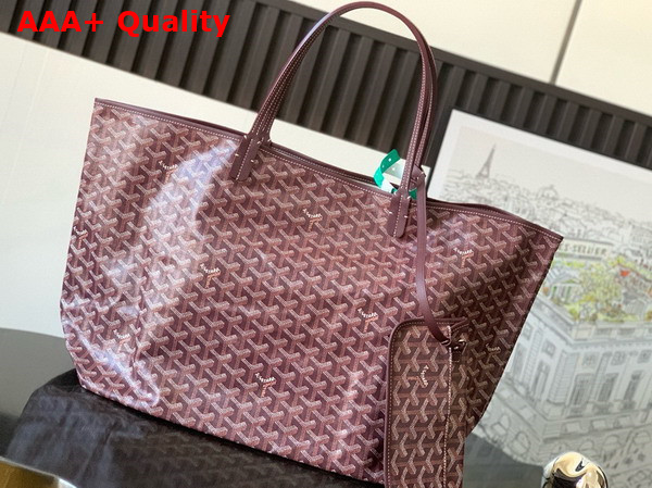 Goyard Saint Louis GM Bag in Burgundy Goyardine Canvas and Chevroches Calfskin Replica