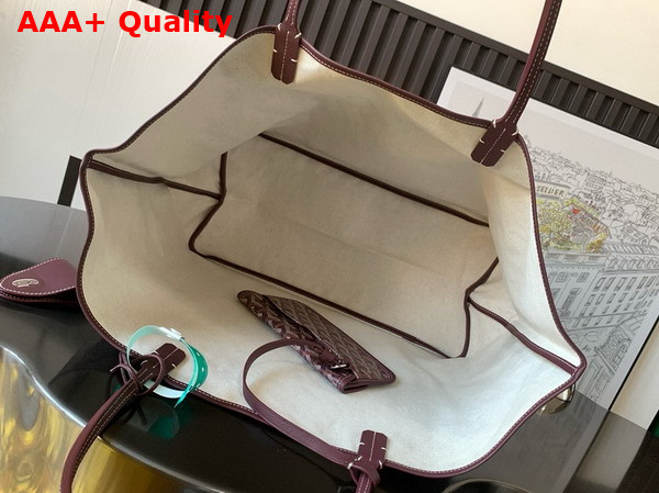Goyard Saint Louis GM Bag in Burgundy Goyardine Canvas and Chevroches Calfskin Replica