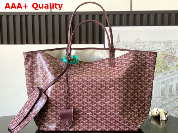 Goyard Saint Louis GM Bag in Burgundy Goyardine Canvas and Chevroches Calfskin Replica