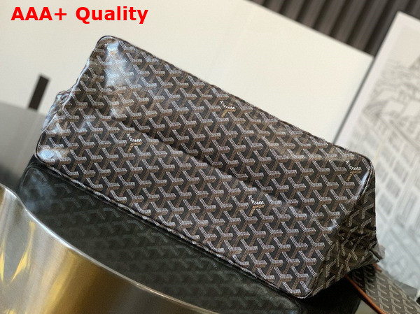 Goyard Saint Louis GM Bag in Goyardine Canvas and Chevroches Calfskin Black and Tan Replica