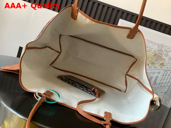 Goyard Saint Louis GM Bag in Goyardine Canvas and Chevroches Calfskin Black and Tan Replica
