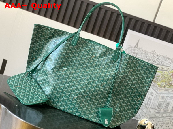 Goyard Saint Louis GM Bag in Green Goyardine Canvas and Chevroches Calfskin Replica