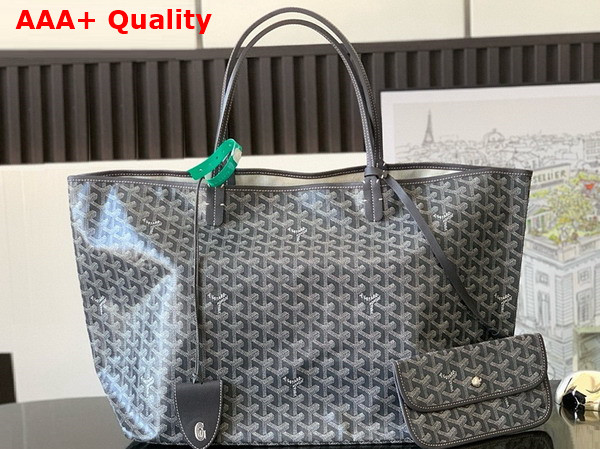 Goyard Saint Louis GM Bag in Grey Goyardine Canvas and Chevroches Calfskin Replica