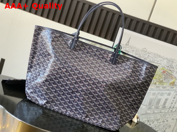 Goyard Saint Louis GM Bag in Navy Blue Goyardine Canvas and Chevroches Calfskin Replica