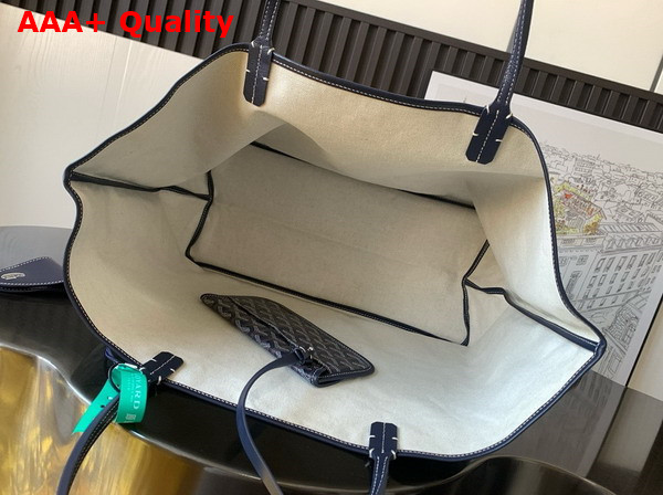 Goyard Saint Louis GM Bag in Navy Blue Goyardine Canvas and Chevroches Calfskin Replica