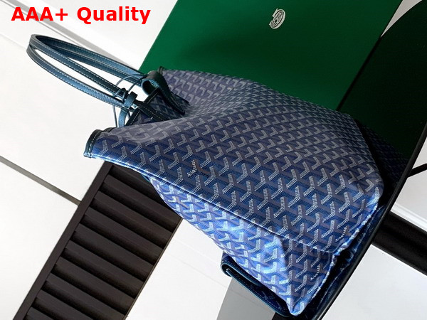 Goyard Saint Louis GM Bag in Pearl Blue Goyardine Canvas Chevroches Calfskin Replica