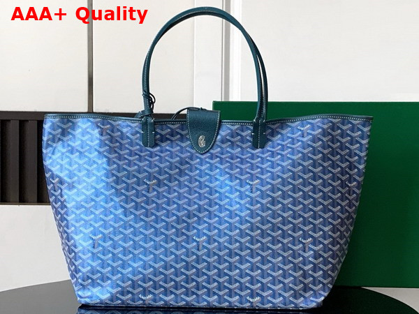 Goyard Saint Louis GM Bag in Pearl Blue Goyardine Canvas Chevroches Calfskin Replica