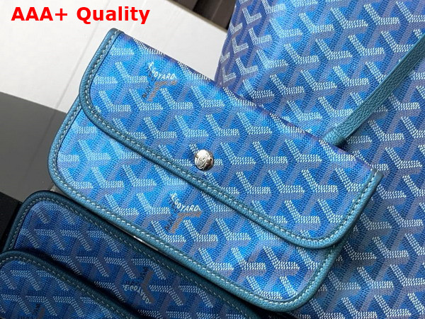 Goyard Saint Louis GM Bag in Pearl Blue Goyardine Canvas Chevroches Calfskin Replica