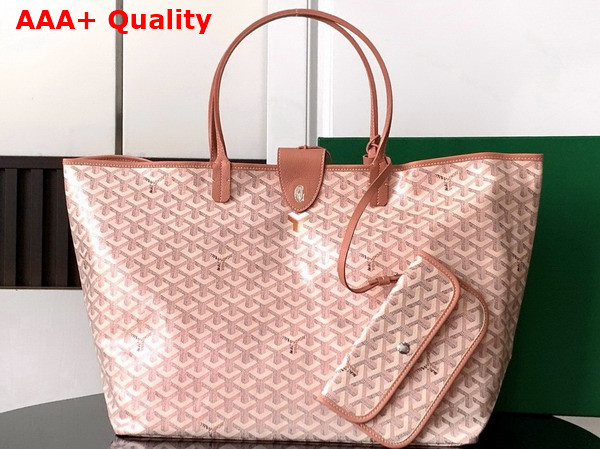 Goyard Saint Louis GM Bag in Pearl Pink Goyardine Canvas Chevroches Calfskin Replica