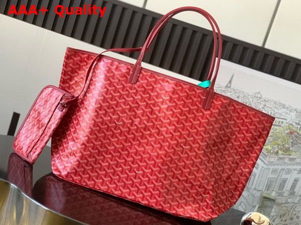 Goyard Saint Louis GM Bag in Red Goyardine Canvas and Chevroches Calfskin Replica
