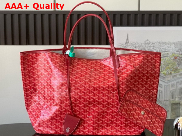 Goyard Saint Louis GM Bag in Red Goyardine Canvas and Chevroches Calfskin Replica