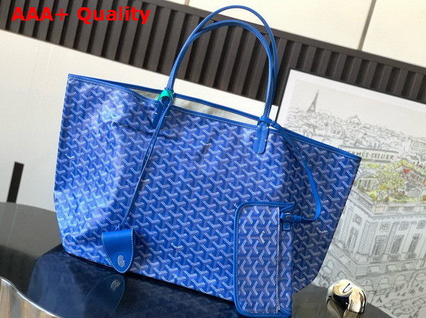 Goyard Saint Louis GM Bag in Sky Blue Goyardine Canvas and Chevroches Calfskin Replica