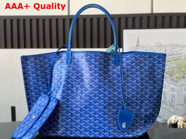 Goyard Saint Louis GM Bag in Sky Blue Goyardine Canvas and Chevroches Calfskin Replica