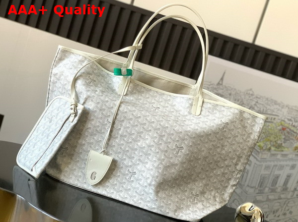 Goyard Saint Louis GM Bag in White Goyardine Canvas and Chevroches Calfskin Replica