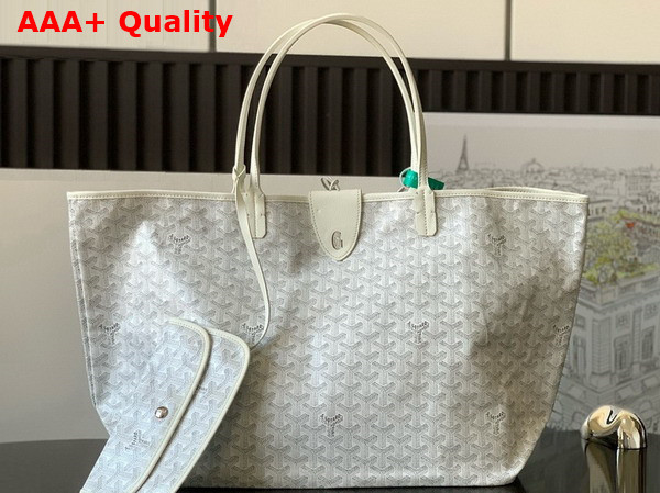 Goyard Saint Louis GM Bag in White Goyardine Canvas and Chevroches Calfskin Replica