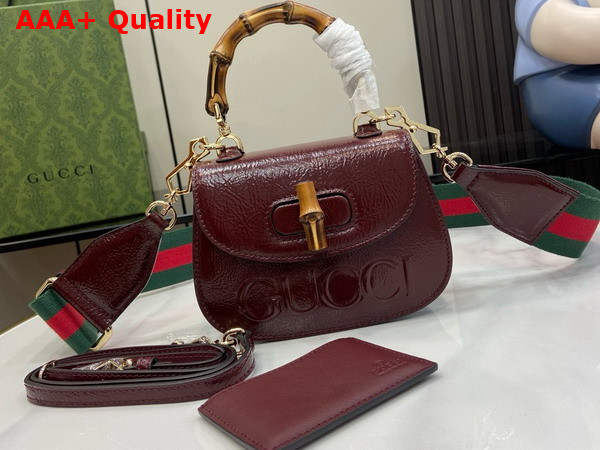 Gucci Bamboo 1947 Mini Bag in Dark Red Patent Leather 786482 Replica