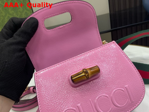 Gucci Bamboo 1947 Mini Bag in Pink Patent Leather 786482 Replica