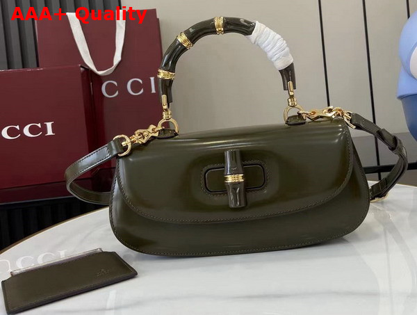 Gucci Bamboo Diva Medium Bag in Forest Green Leather 827750 Replica