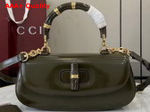 Gucci Bamboo Diva Medium Bag in Forest Green Leather 827750 Replica