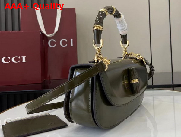 Gucci Bamboo Diva Medium Bag in Forest Green Leather 827750 Replica