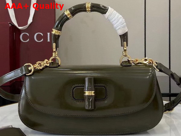 Gucci Bamboo Diva Medium Bag in Forest Green Leather 827750 Replica