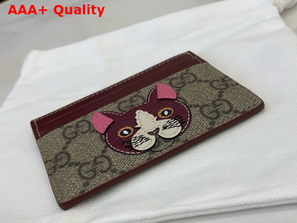 Gucci Bi Color GG Card Case with Cat Detail 818769 Replica