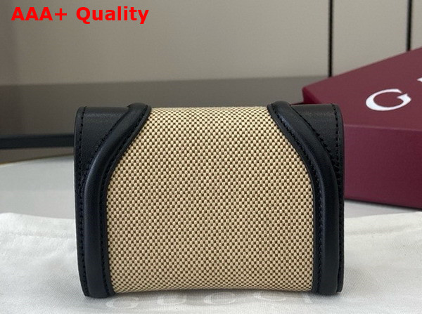 Gucci Blondie Card Case in Beige Cotton Linen Canvas and Black Leather Trim 818811 Replica