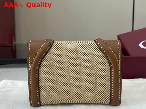 Gucci Blondie Card Case in Beige Cotton Linen Canvas and Brown Leather Trim 818811 Replica