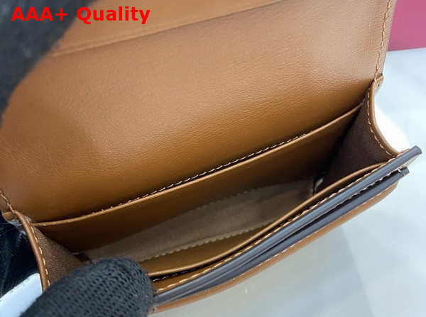 Gucci Blondie Card Case in Beige Cotton Linen Canvas and Brown Leather Trim 818811 Replica