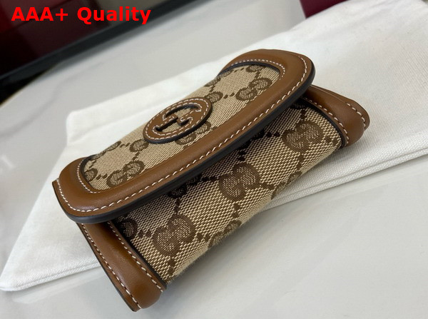Gucci Blondie Card Case in Beige and Dark Brown GG Canvas 818811 Replica