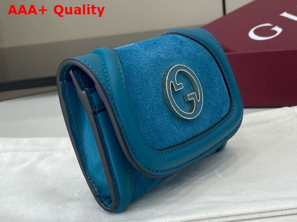 Gucci Blondie Card Case in Blue Suede and Blue Leather Trim 818795 Replica