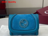 Gucci Blondie Card Case in Blue Suede and Blue Leather Trim 818795 Replica