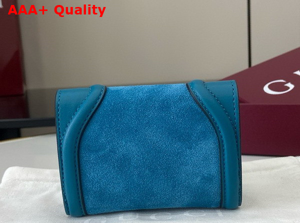 Gucci Blondie Card Case in Blue Suede and Blue Leather Trim 818795 Replica