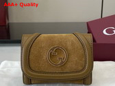 Gucci Blondie Card Case in Brown Suede Leather Trim 818795 Replica