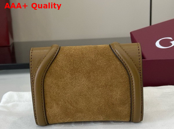 Gucci Blondie Card Case in Brown Suede Leather Trim 818795 Replica