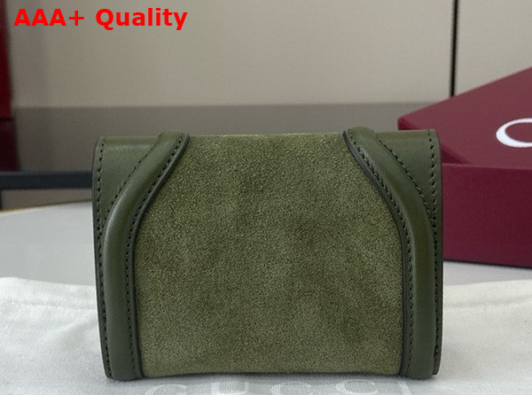 Gucci Blondie Card Case in Dark Green Suede Leather Trim 818795 Replica