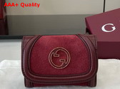 Gucci Blondie Card Case in Rosso Ancora Red Suede Leather Trim 818795 Replica