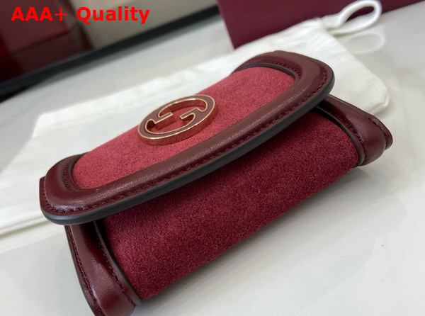 Gucci Blondie Card Case in Rosso Ancora Red Suede Leather Trim 818795 Replica